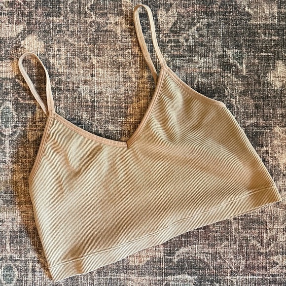 Abercrombie & Fitch Ribbed Tan Crop Top | Women’s S - Picture 1 of 5
